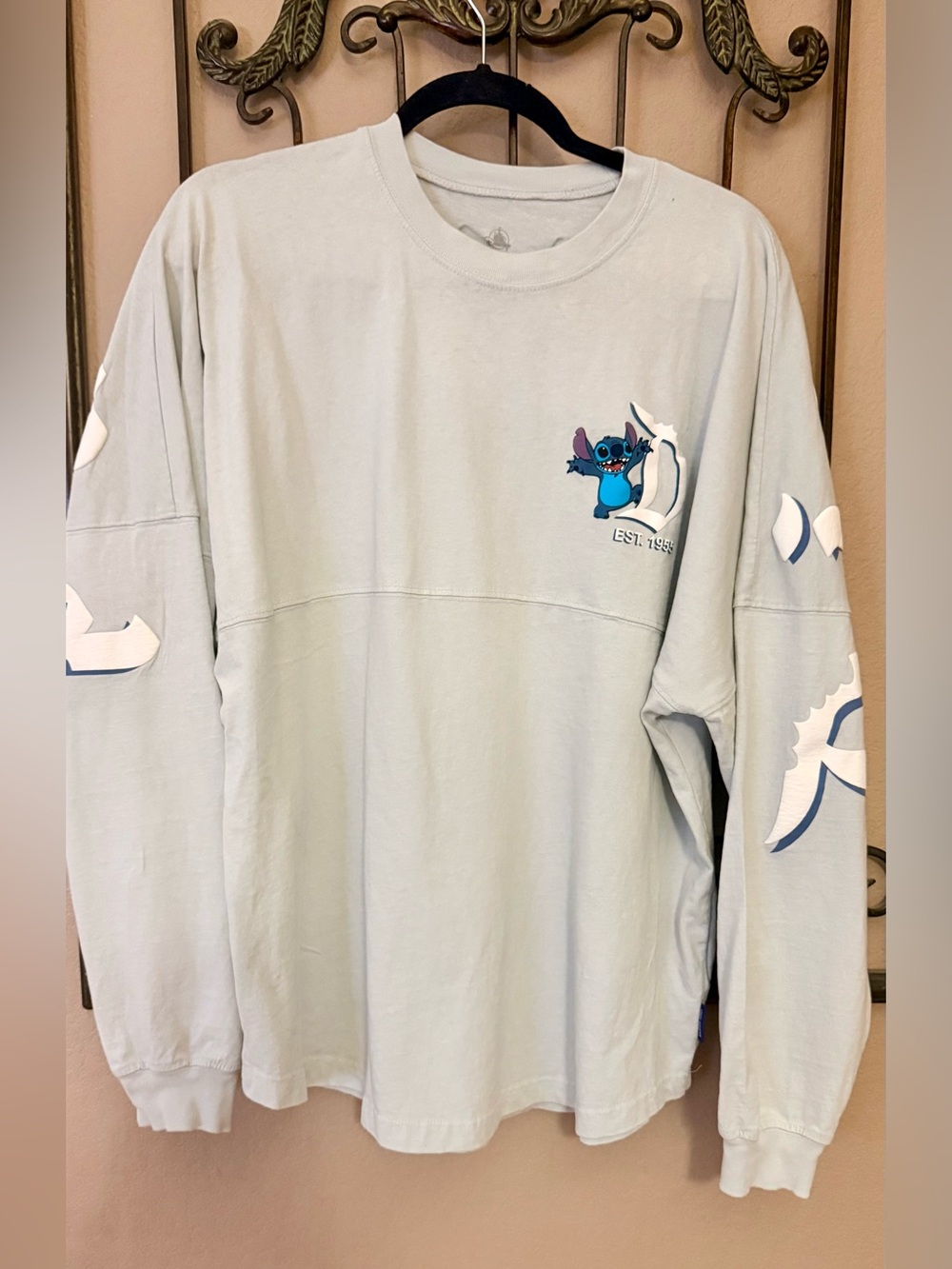 Disneyland Jersey Light Blue Stitch Graphic Long Sleeve Tee